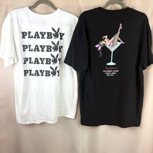 Mens T-Shirt (XL) Lot (2) PLAYBOY Graphic Authentic Japan Streetwear Anime Y2K